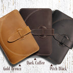 Crazy Horse Leather RFID Passport Holder with AirTag Slot – Travel Wallet Organizer