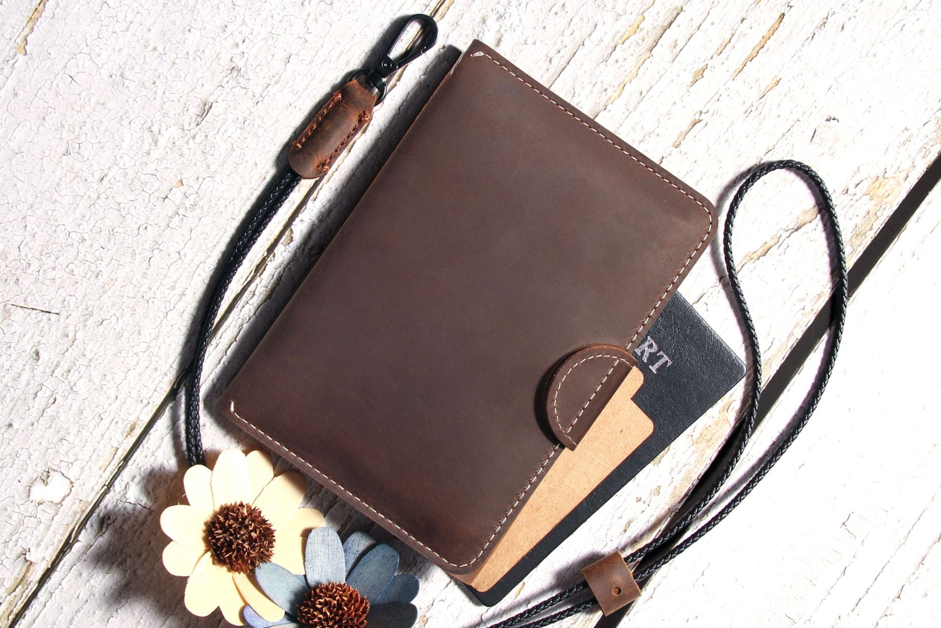 Genuine Leather Family RFID Passport Holder with AirTag Slot – Luxury Travel Document Organizer