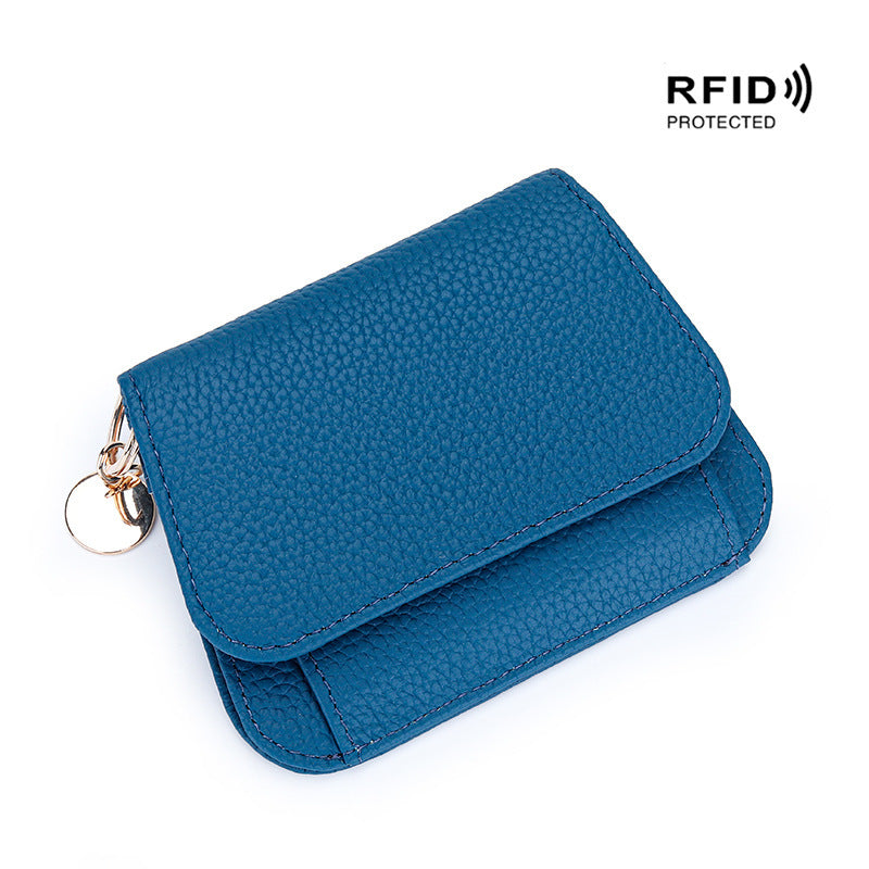 Genuine Leather RFID Women's Wallet – Slim Card Holder with Zip Coin Pocket