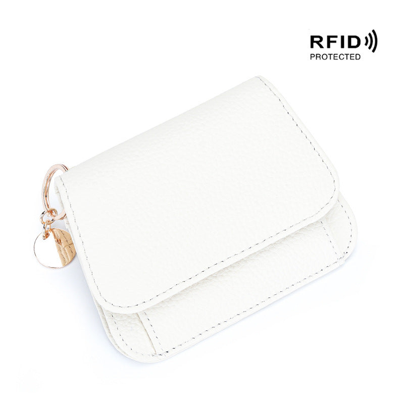 Genuine Leather RFID Women's Wallet – Slim Card Holder with Zip Coin Pocket