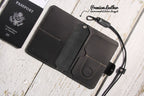 Genuine Leather Family RFID Passport Holder with AirTag Slot – Luxury Travel Document Organizer