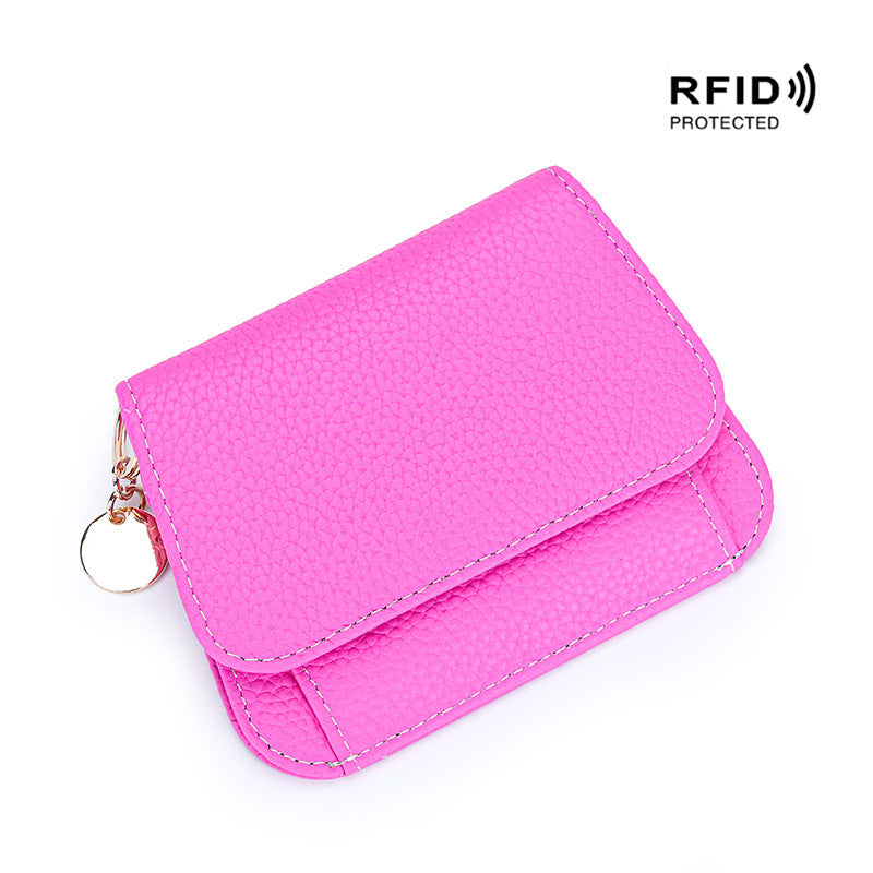 Genuine Leather RFID Women's Wallet – Slim Card Holder with Zip Coin Pocket