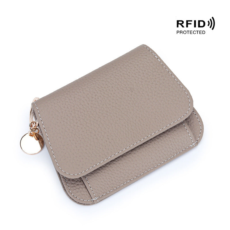 Genuine Leather RFID Women's Wallet – Slim Card Holder with Zip Coin Pocket
