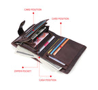 Men's Top-Grain Leather RFID Bifold Wallet – Coin Pocket & Multi-Card Holder