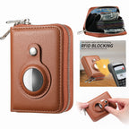 Men's AirTag Wallet – Premium Vegan Leghter RFID Double Zip Card Organizer