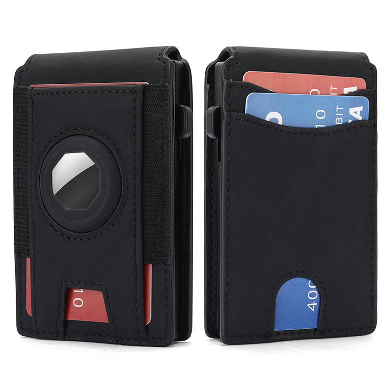 Men's Crazy Horse Leather AirTag Wallet – Slim RFID Card Holder with Magnetic Closure