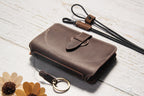 Crazy Horse Leather RFID Passport Holder with AirTag Slot – Travel Wallet Organizer