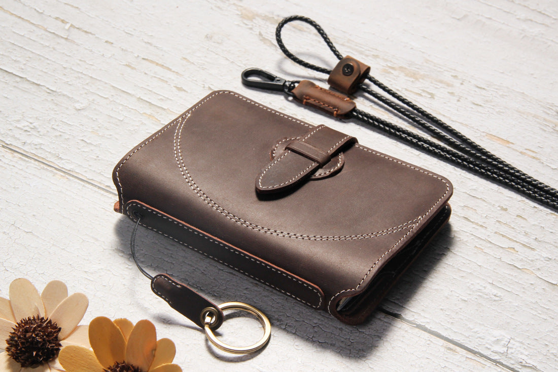 Crazy Horse Leather RFID Passport Holder with AirTag Slot – Travel Wallet Organizer
