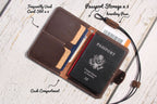 Genuine Leather Family RFID Passport Holder with AirTag Slot – Luxury Travel Document Organizer
