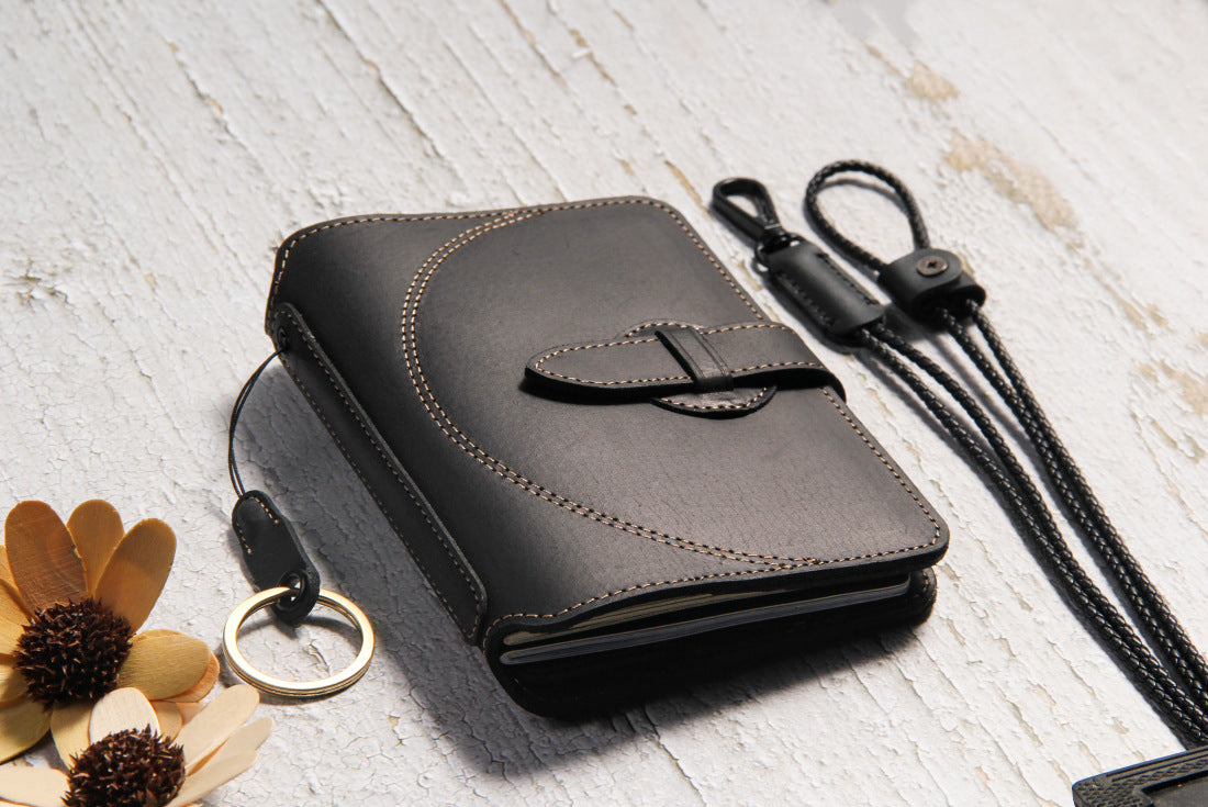 Crazy Horse Leather RFID Passport Holder with AirTag Slot – Travel Wallet Organizer