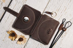 Crazy Horse Leather RFID Passport Holder with AirTag Slot – Travel Wallet Organizer