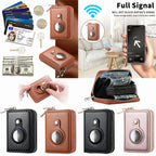 Men's AirTag Wallet – Premium Vegan Leghter RFID Double Zip Card Organizer