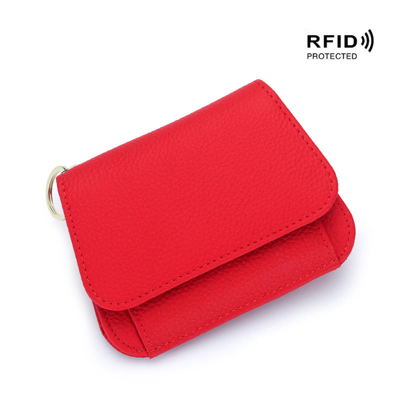 Genuine Leather RFID Women's Wallet – Slim Card Holder with Zip Coin Pocket