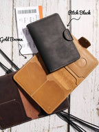 Genuine Leather Family RFID Passport Holder with AirTag Slot – Luxury Travel Document Organizer