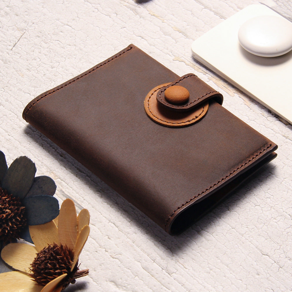 Men's Genuine Leather AirTag Wallet – RFID Blocking with ID Window & Card Storage