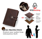 Premium RFID Blocking Men’s Wallet with AirTag Slot – Genuine Cowhide Leather Bifold Wallet with Pop-Up Card Case