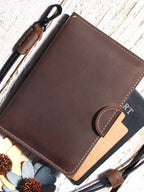 Genuine Leather Family RFID Passport Holder with AirTag Slot – Luxury Travel Document Organizer