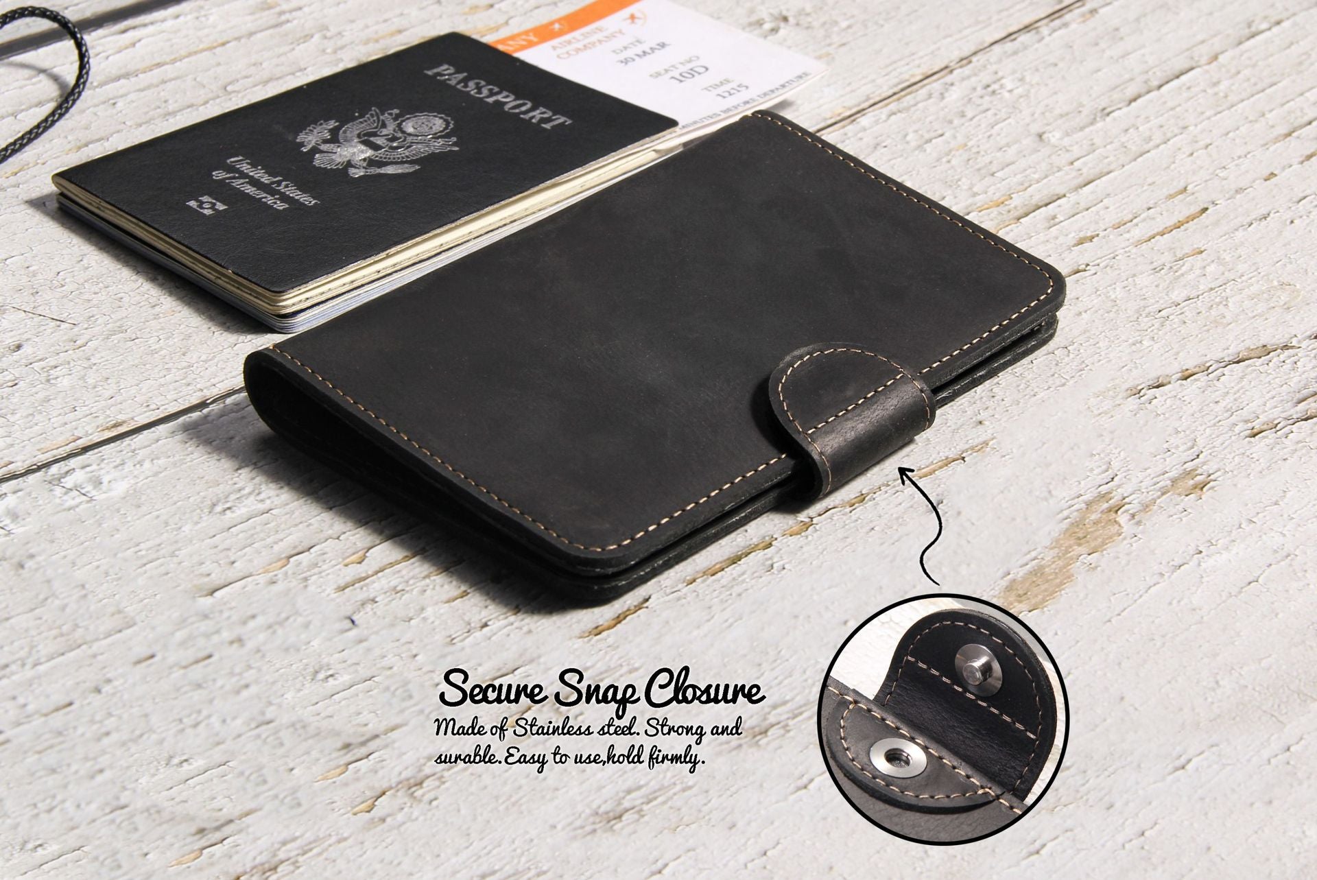 Genuine Leather Family RFID Passport Holder with AirTag Slot – Luxury Travel Document Organizer