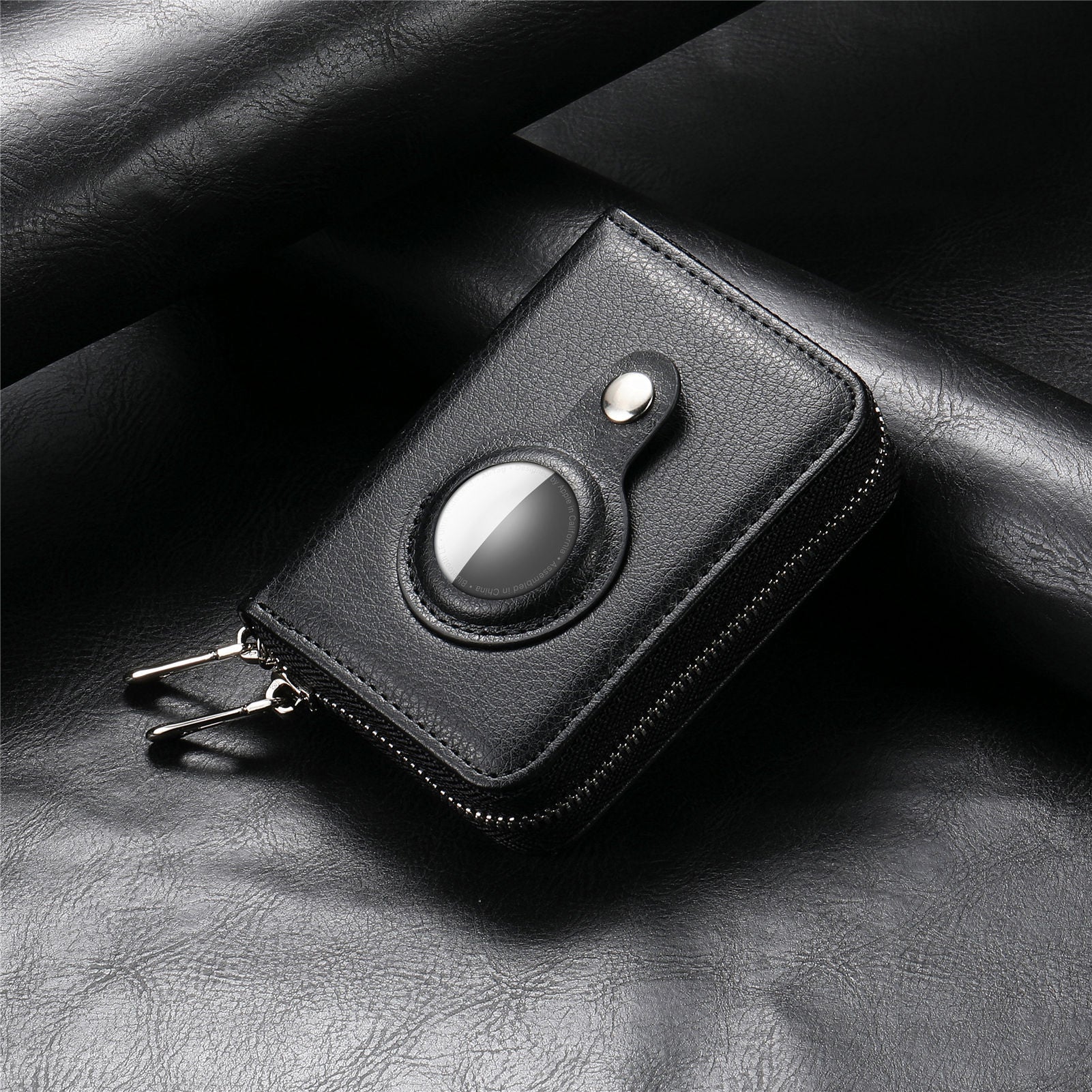 Men's AirTag Wallet – Premium Vegan Leghter RFID Double Zip Card Organizer