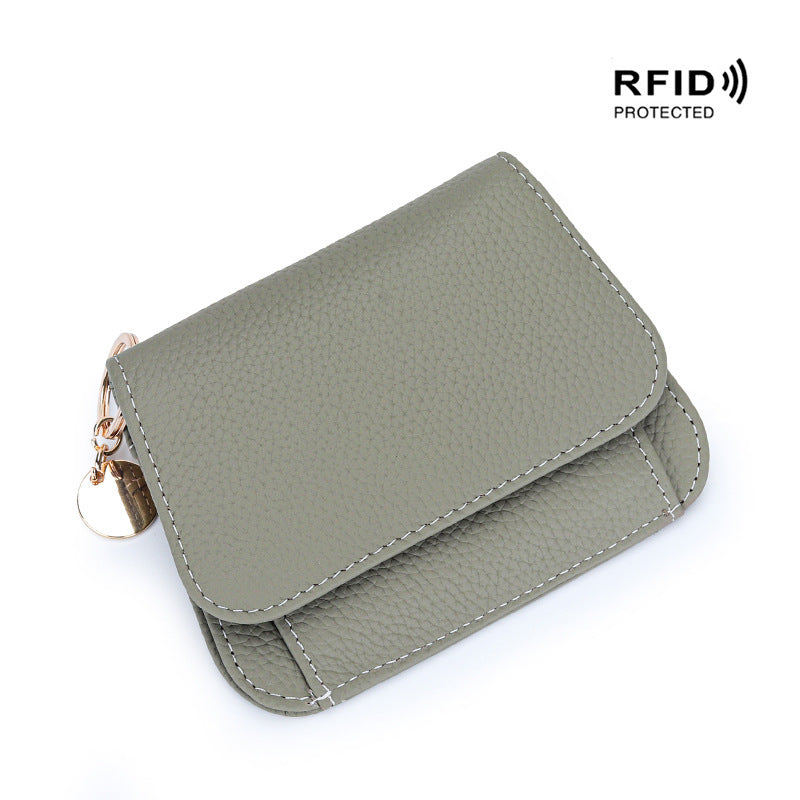 Genuine Leather RFID Women's Wallet – Slim Card Holder with Zip Coin Pocket