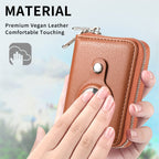 Men's AirTag Wallet – Premium Vegan Leghter RFID Double Zip Card Organizer