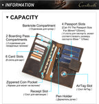 Family RFID Leather Passport Organizer with AirTag Slot – Anti-Theft Travel Wallet