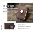 Premium RFID Blocking Men’s Wallet with AirTag Slot – Genuine Cowhide Leather Bifold Wallet with Pop-Up Card Case