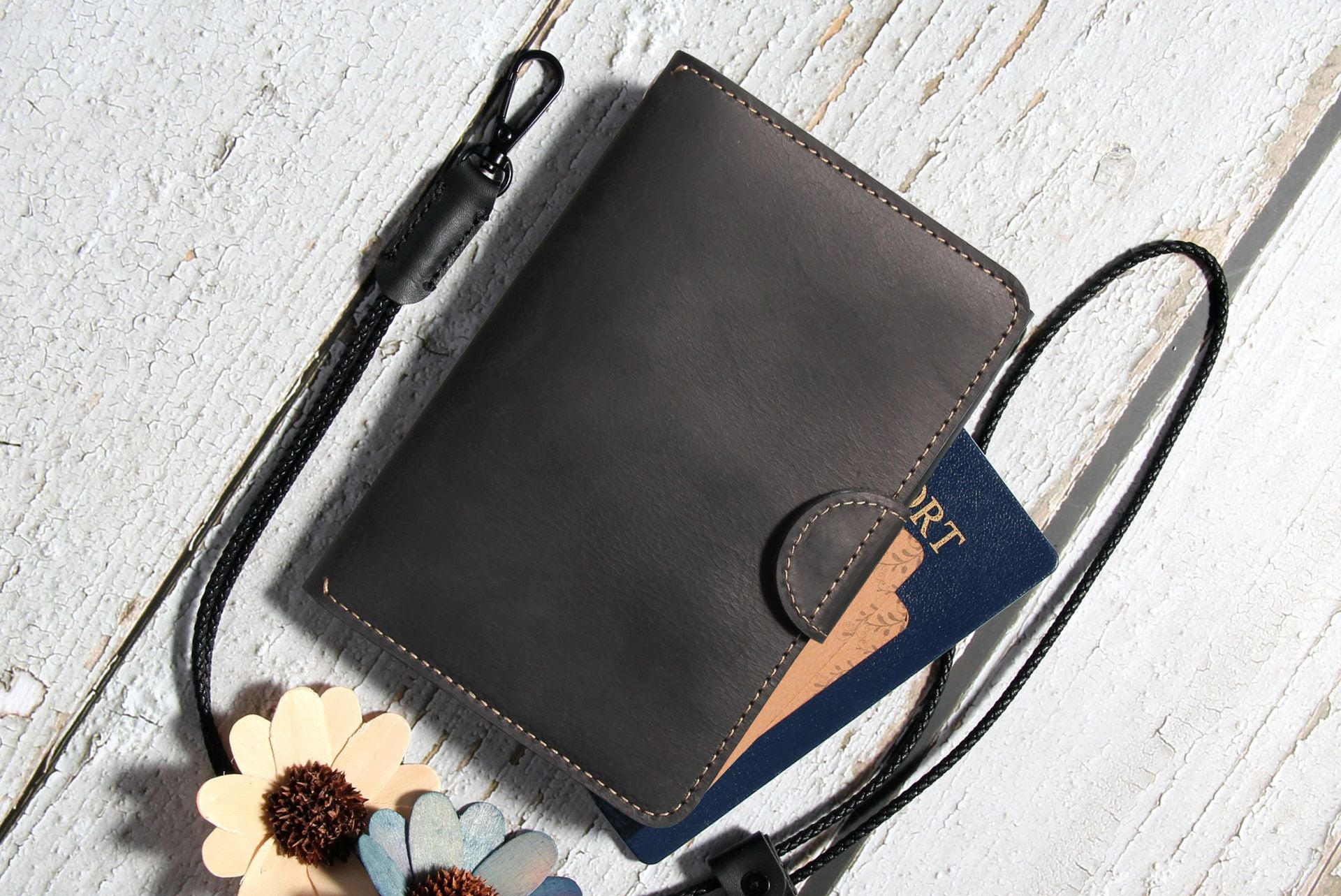 Genuine Leather Family RFID Passport Holder with AirTag Slot – Luxury Travel Document Organizer
