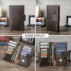 Family RFID Leather Passport Organizer with AirTag Slot – Anti-Theft Travel Wallet
