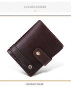 Men's Top-Grain Leather RFID Bifold Wallet – Coin Pocket & Multi-Card Holder